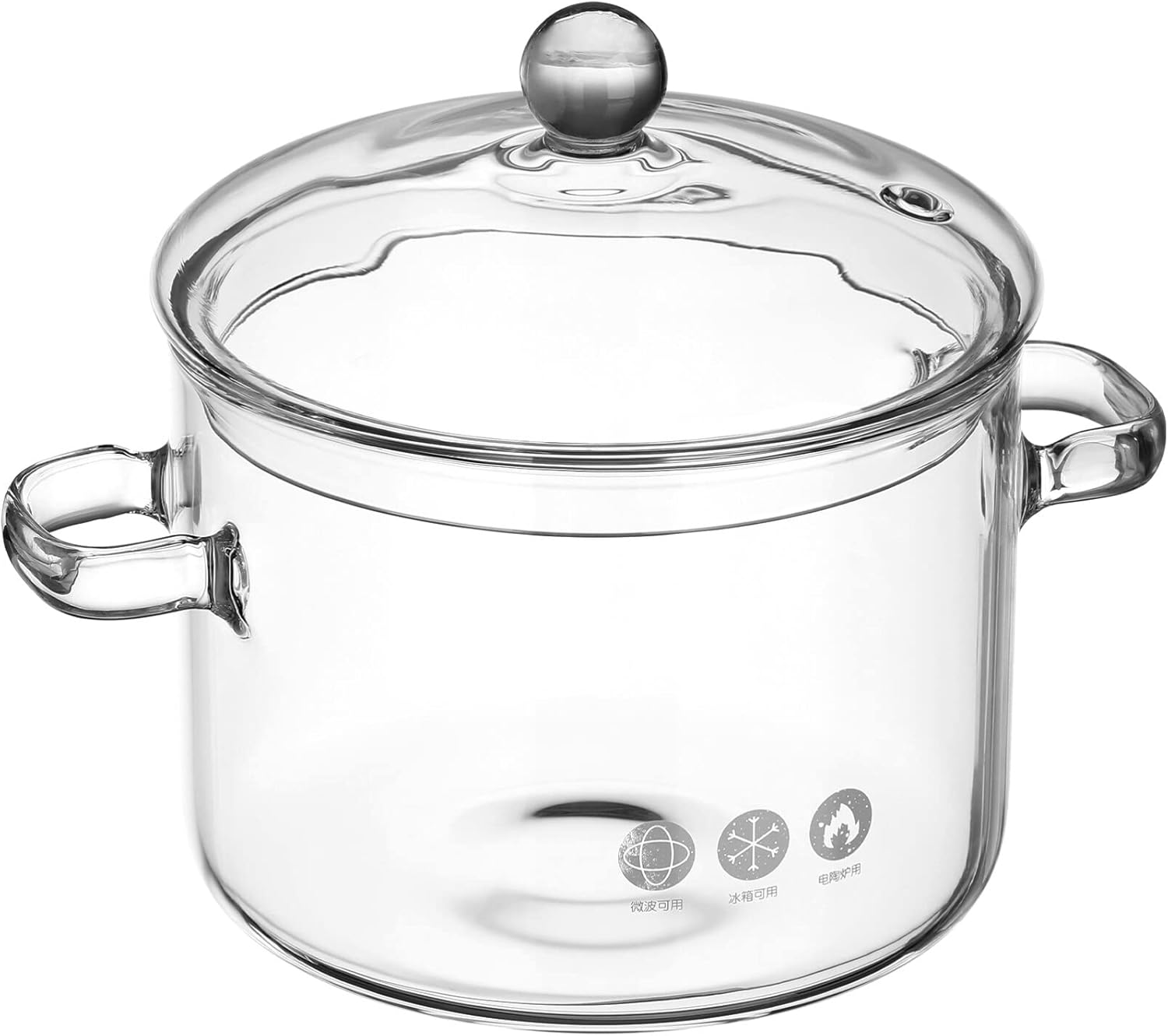 Hemoton Professional Glass Saucepan with Handle and Lid