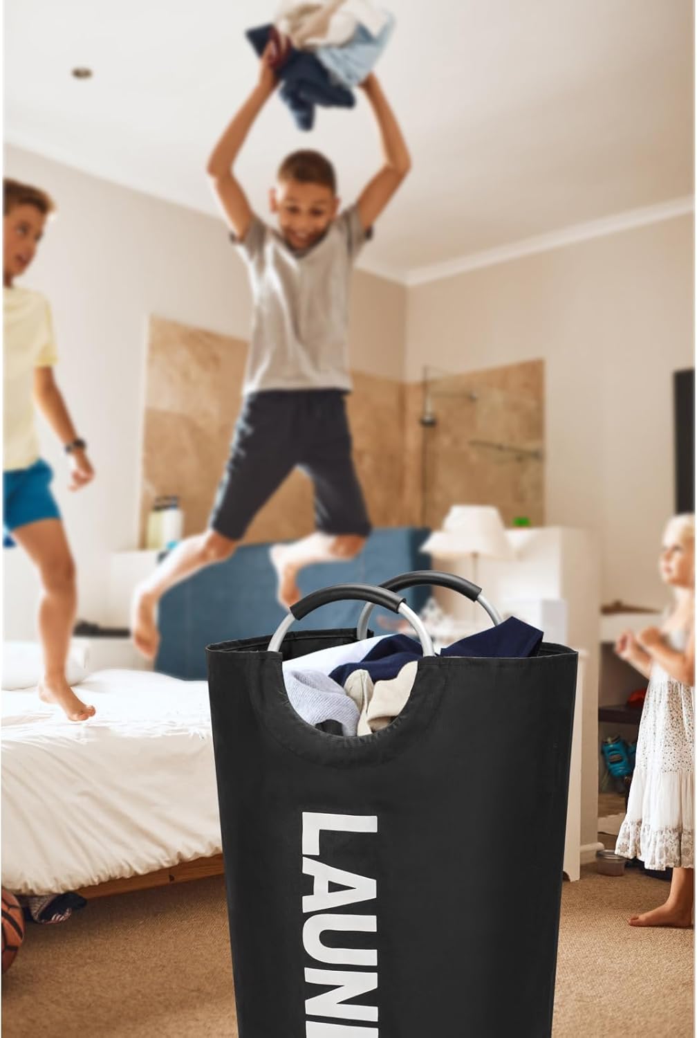 Your Must-Have Standing Laundry Basket for Busy Families 90L Capacity Black