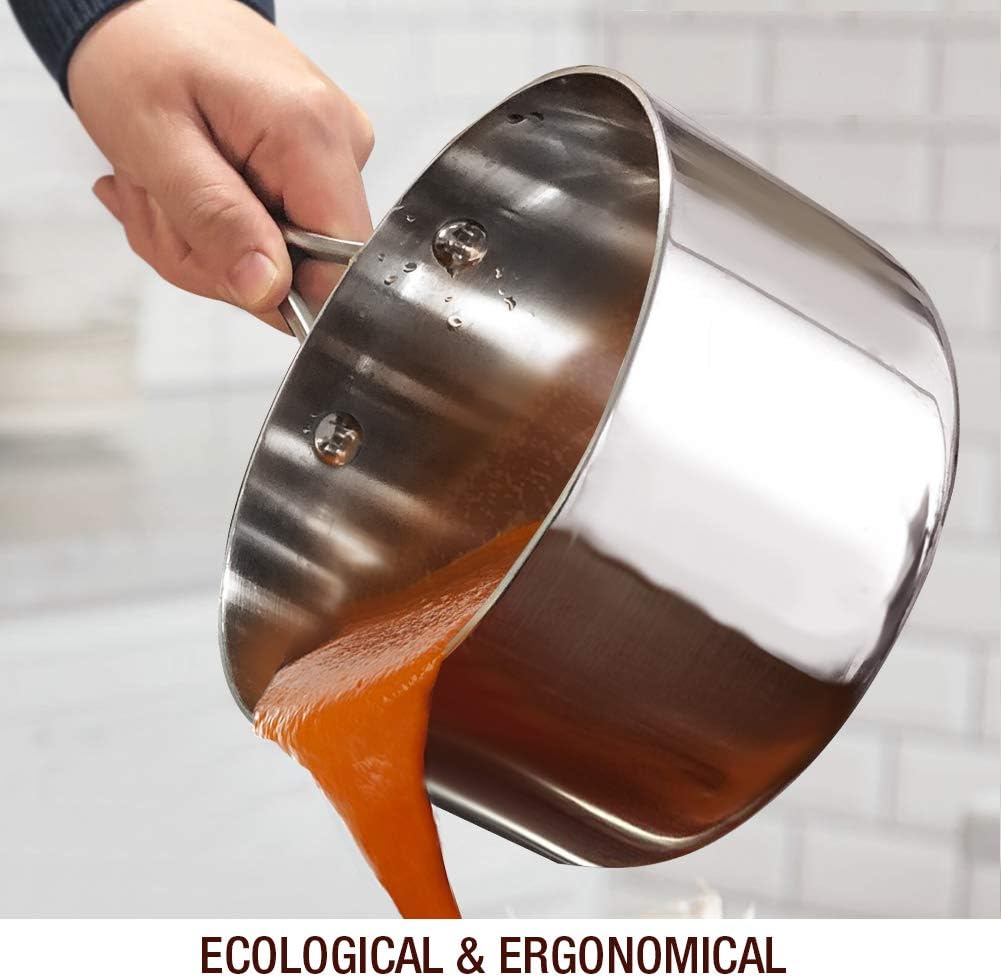 HOMICHEF Mirror-Polished Stainless Steel Saucepan