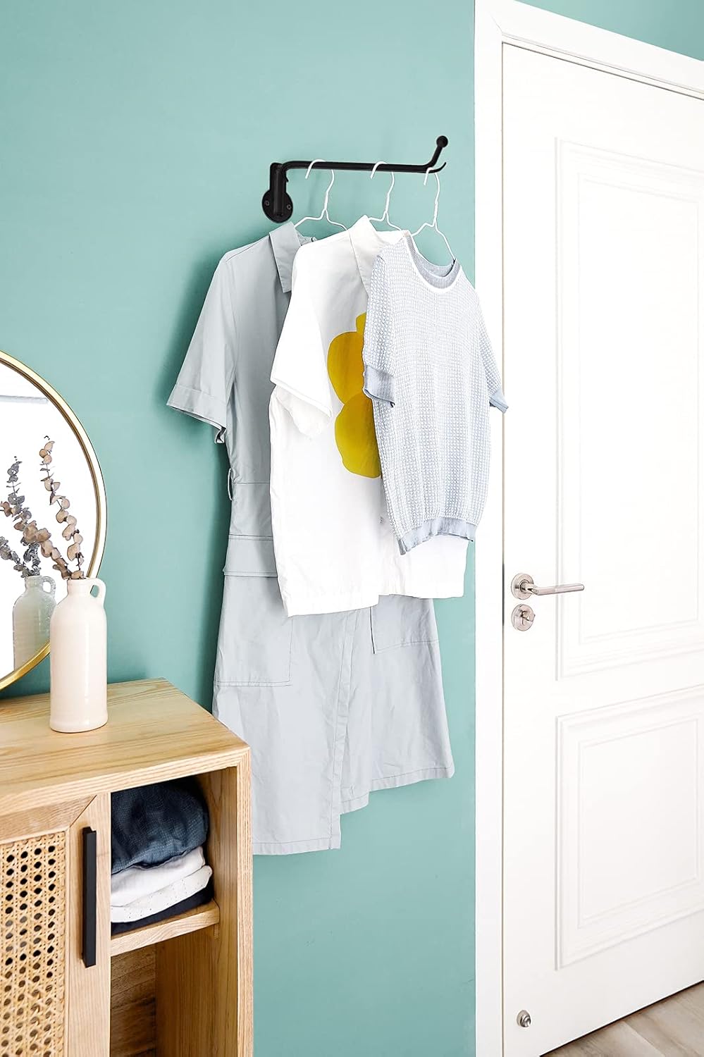 Mkono Wall Clothes Hanger Rack 2 Pack Black
