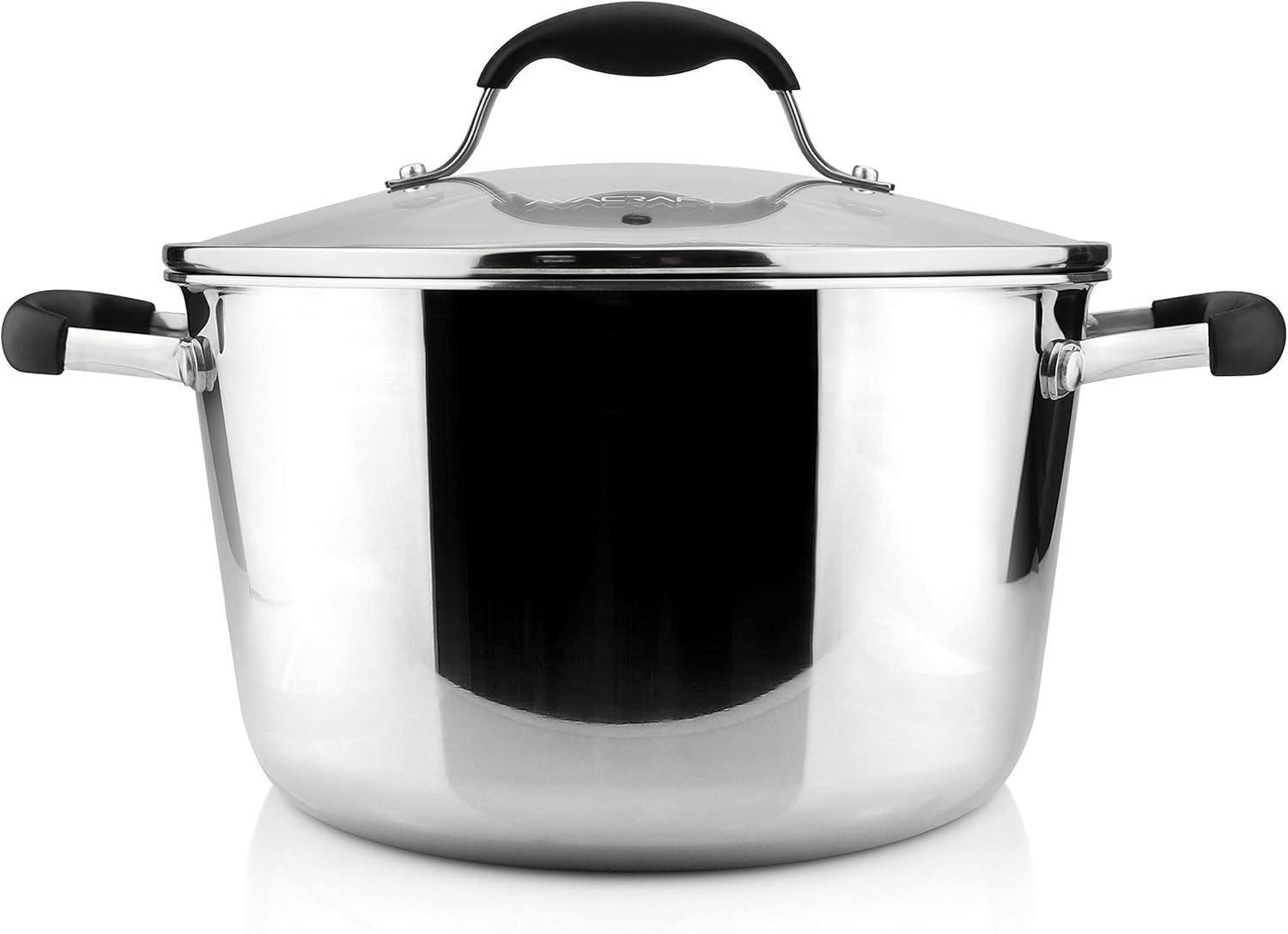 AVACRAFTSturdy 1810 Stainless Steel Dutch Oven with Glass Lid Best Cooking Pan Ever