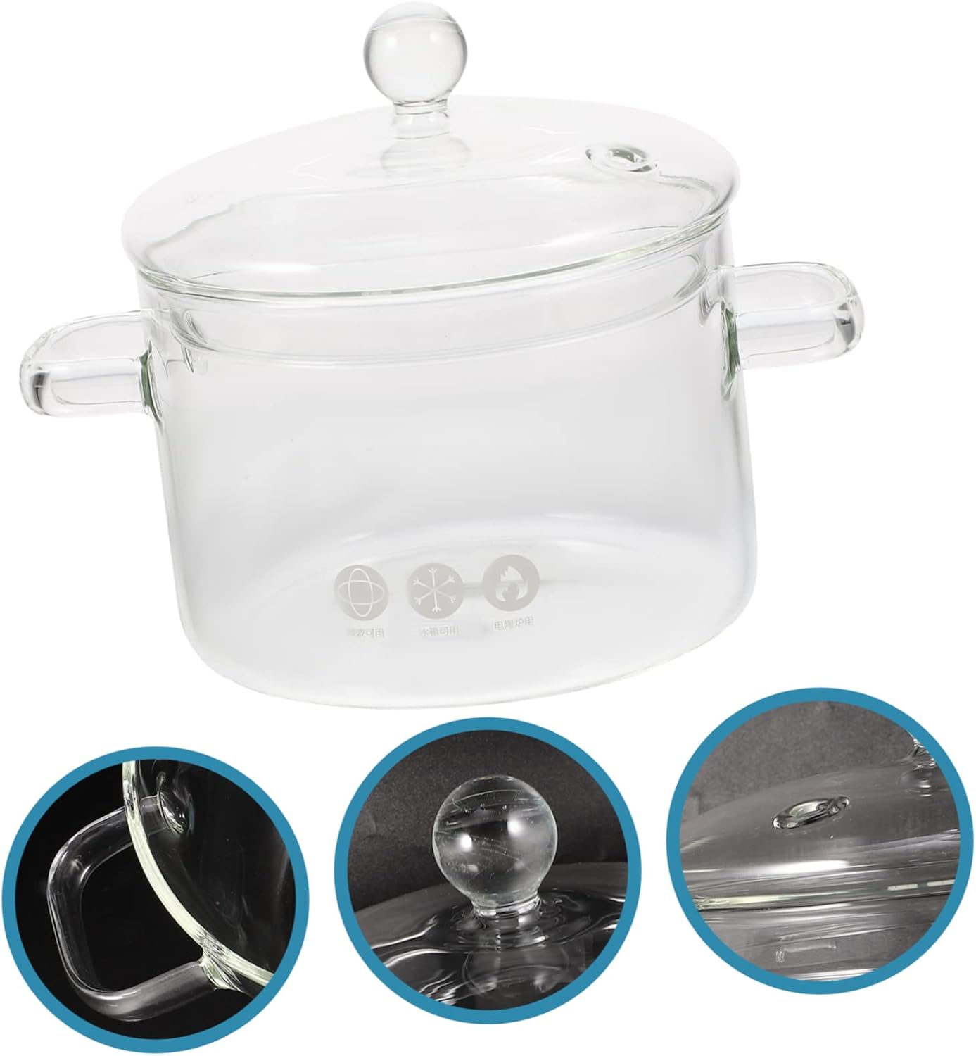 BRIGHTFUFU High Borosilicate Glass Stew Cooker 1500ml