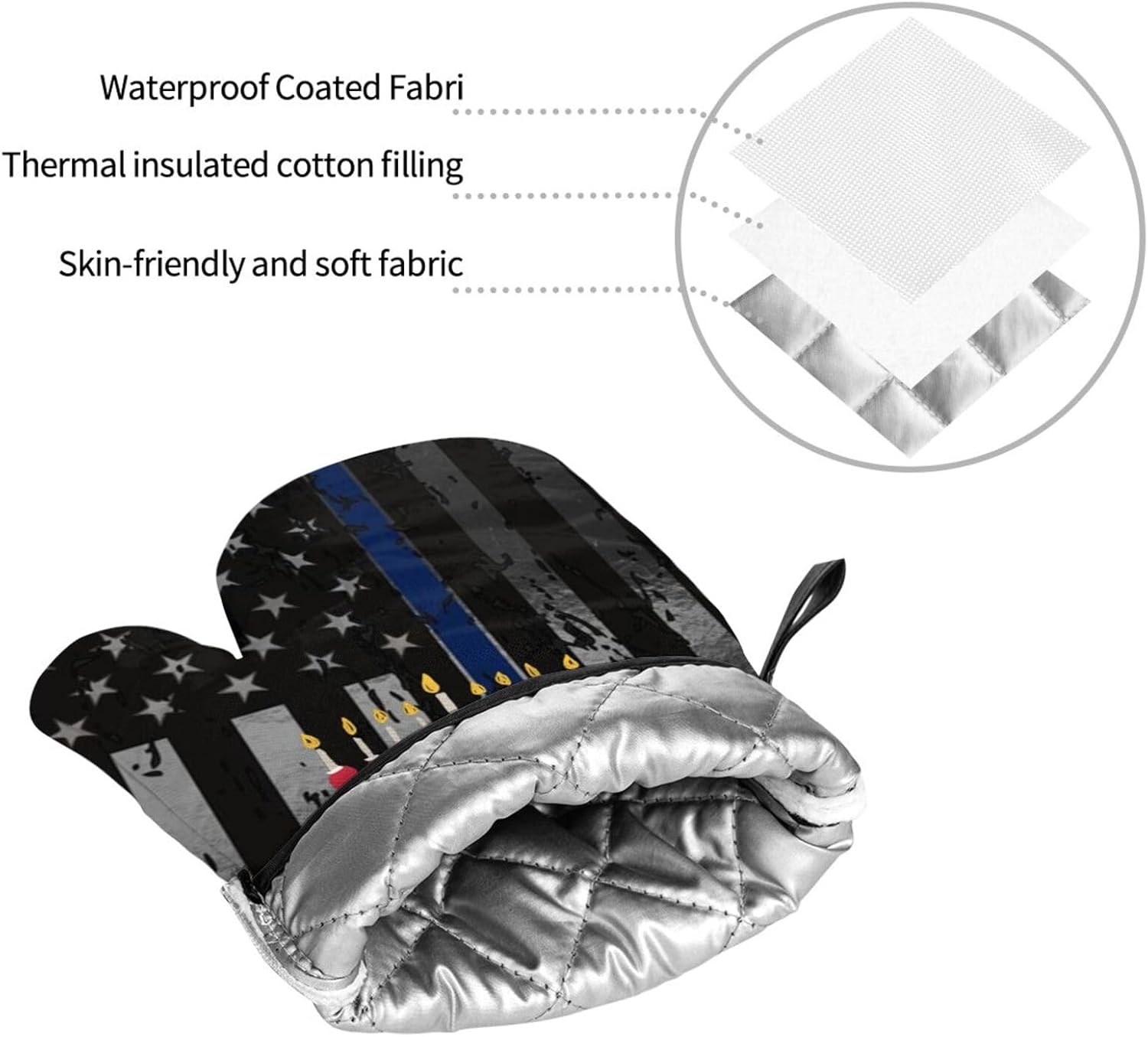 Happy Hanukkah Premium Heat-Resistant Oven Mitts Set
