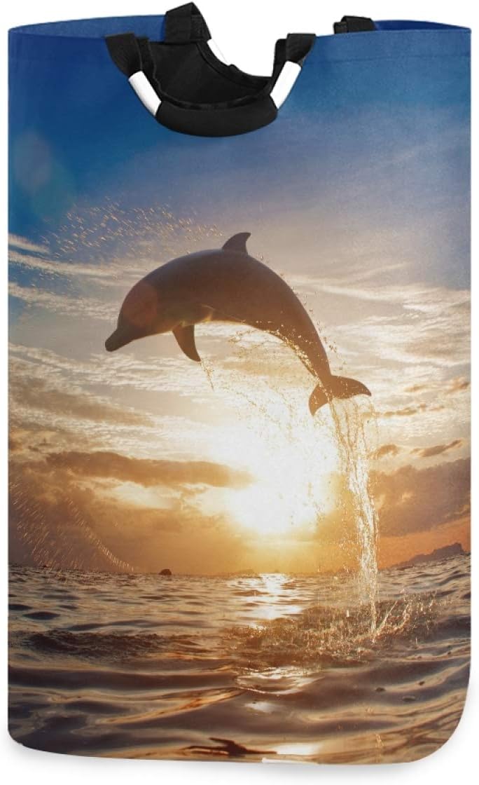 susiyo Beautiful Dolphins Folding Laundry Hamper