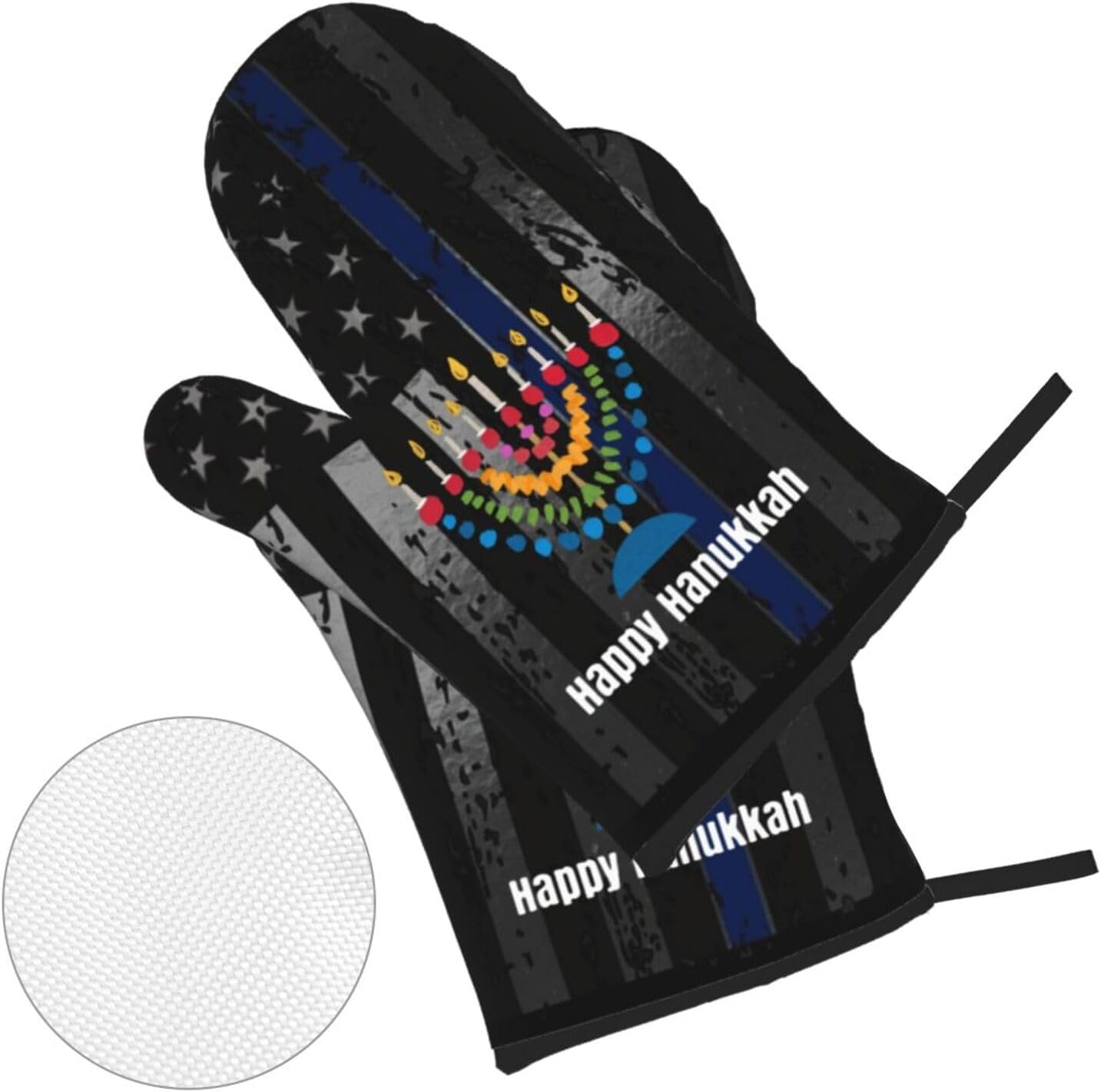 Happy Hanukkah Premium Heat-Resistant Oven Mitts Set
