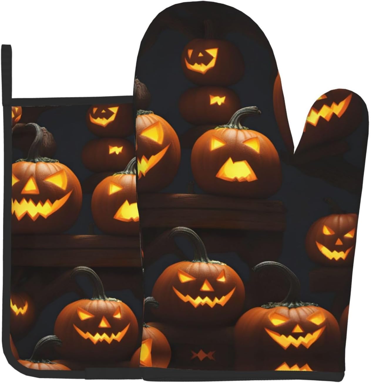 Halloween Pumpkin Oven Mitt Set