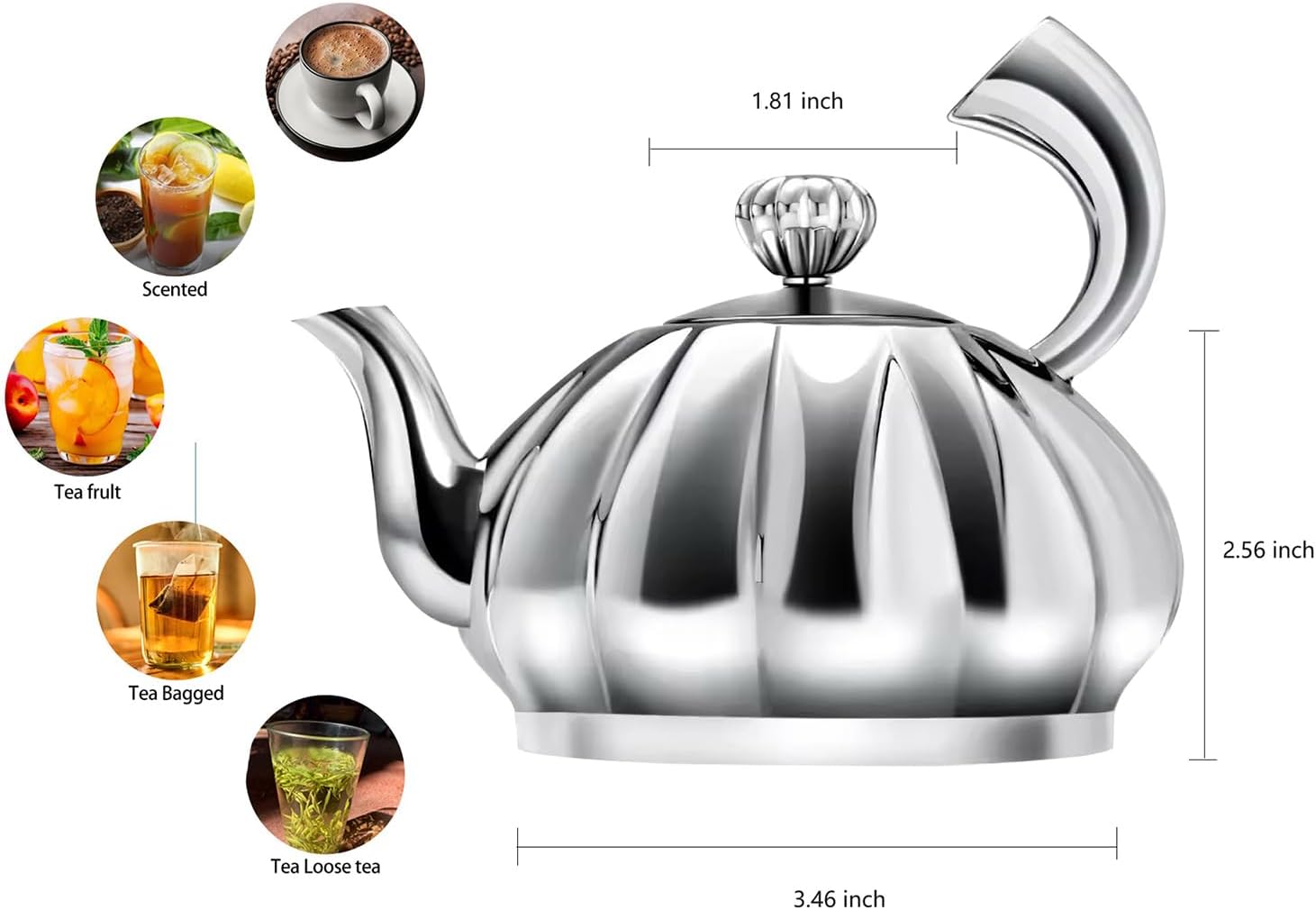 Pumpkin-Style Stainless Steel Tea Kettle Small Durable for Coffee Tea