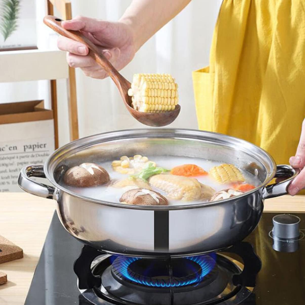 Mikinona 1pc Stainless Steel Steamer Stock Pot