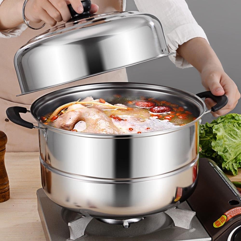 Deep Stock Pot - Non-Stick Stainless Steel Tri-Ply Stockpot