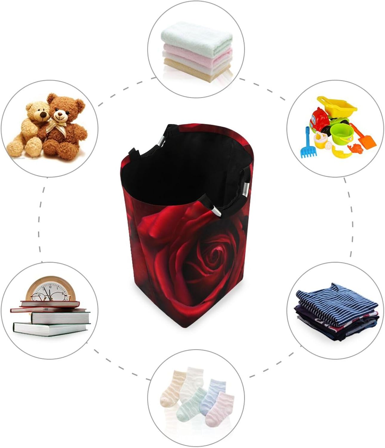 Red Rose Waterproof Folding Laundry Hamper