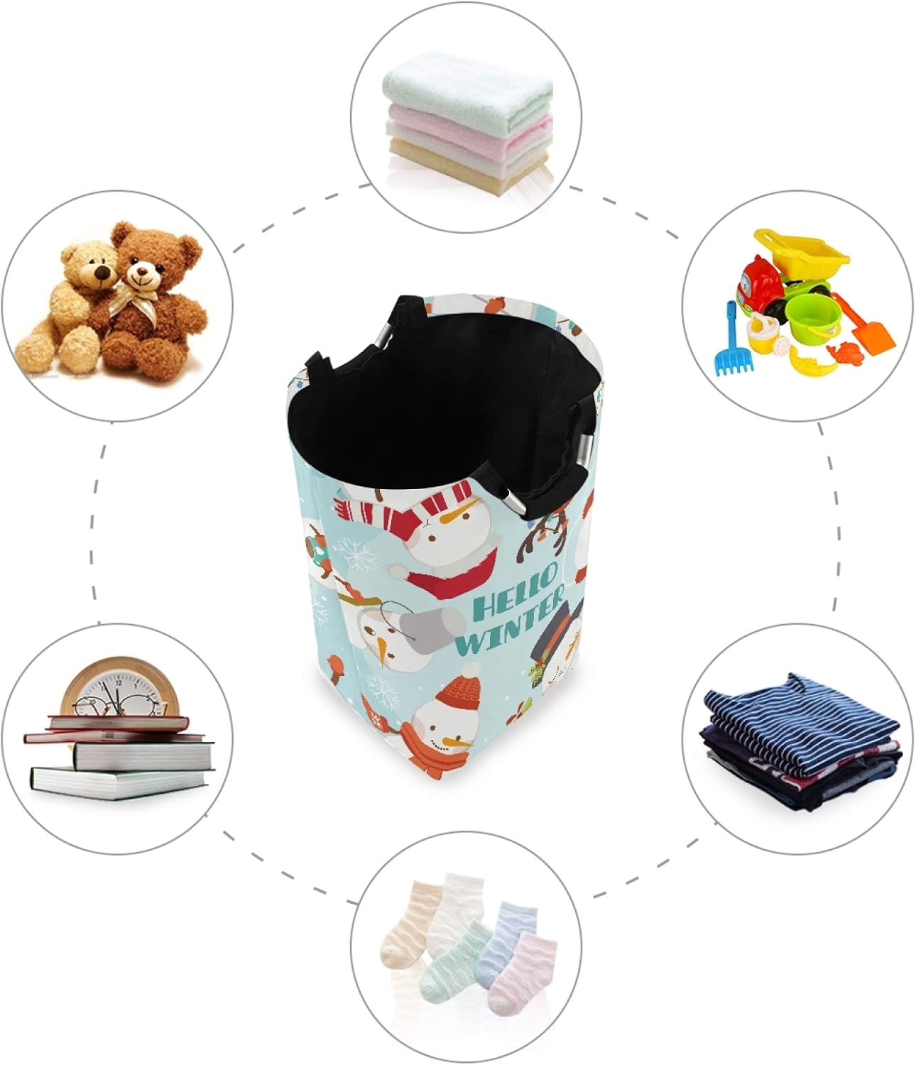 Hello Winter Cute Snowman Foldable Laundry Basket