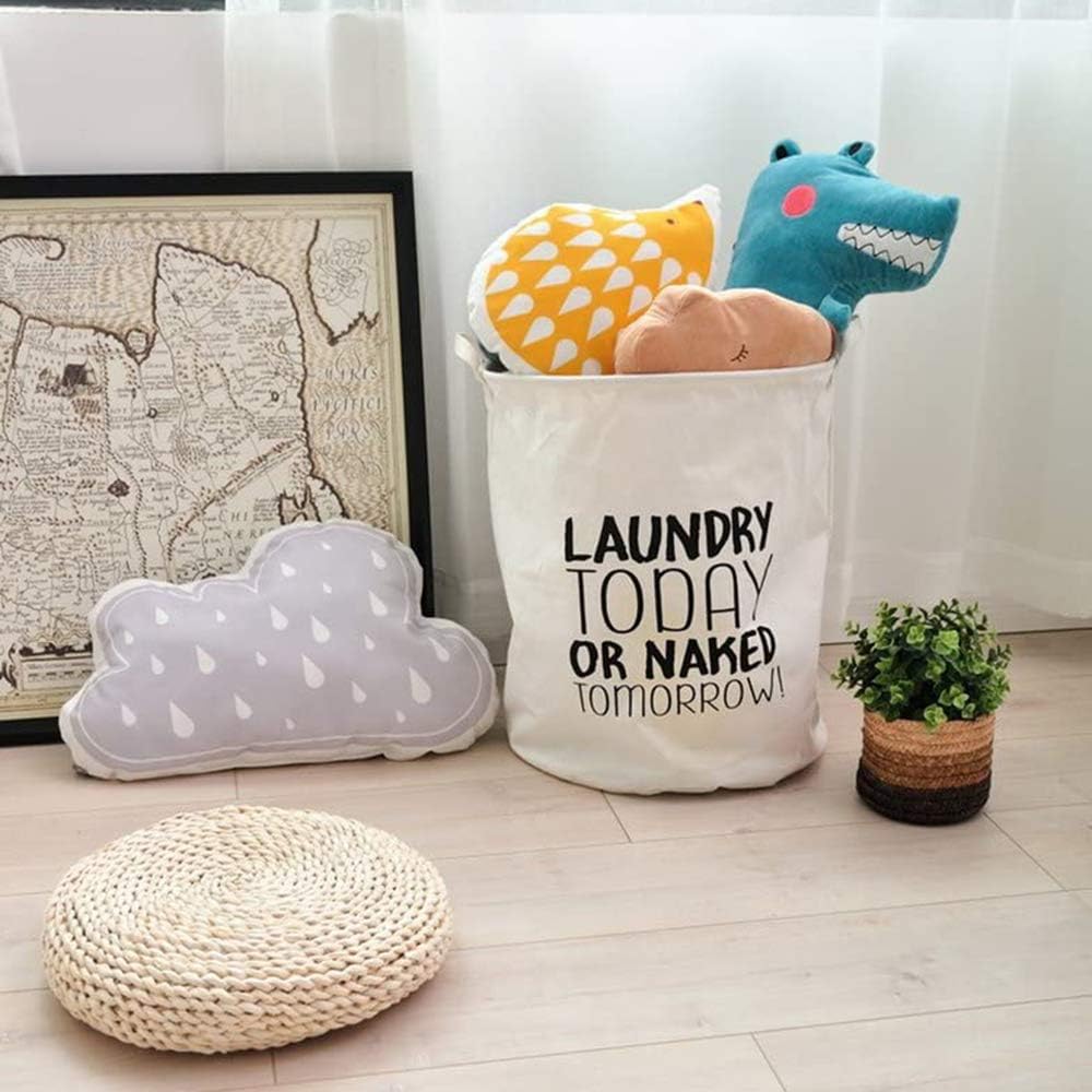 VJJ AIDEAR Wash Today Round Cloth Laundry Hamper with Handles