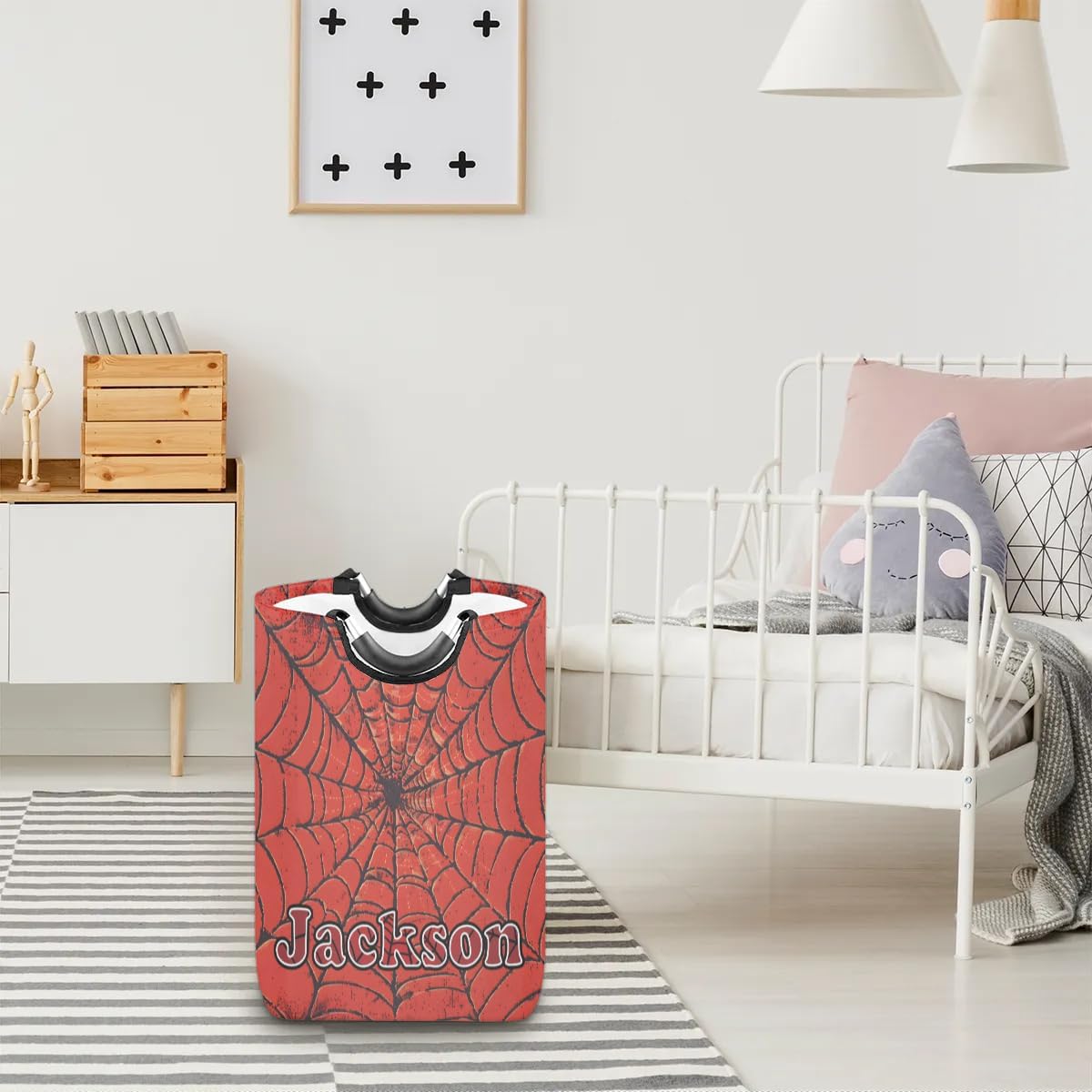 RIRIX Red Spider Web Personalized Laundry Basket with Handles