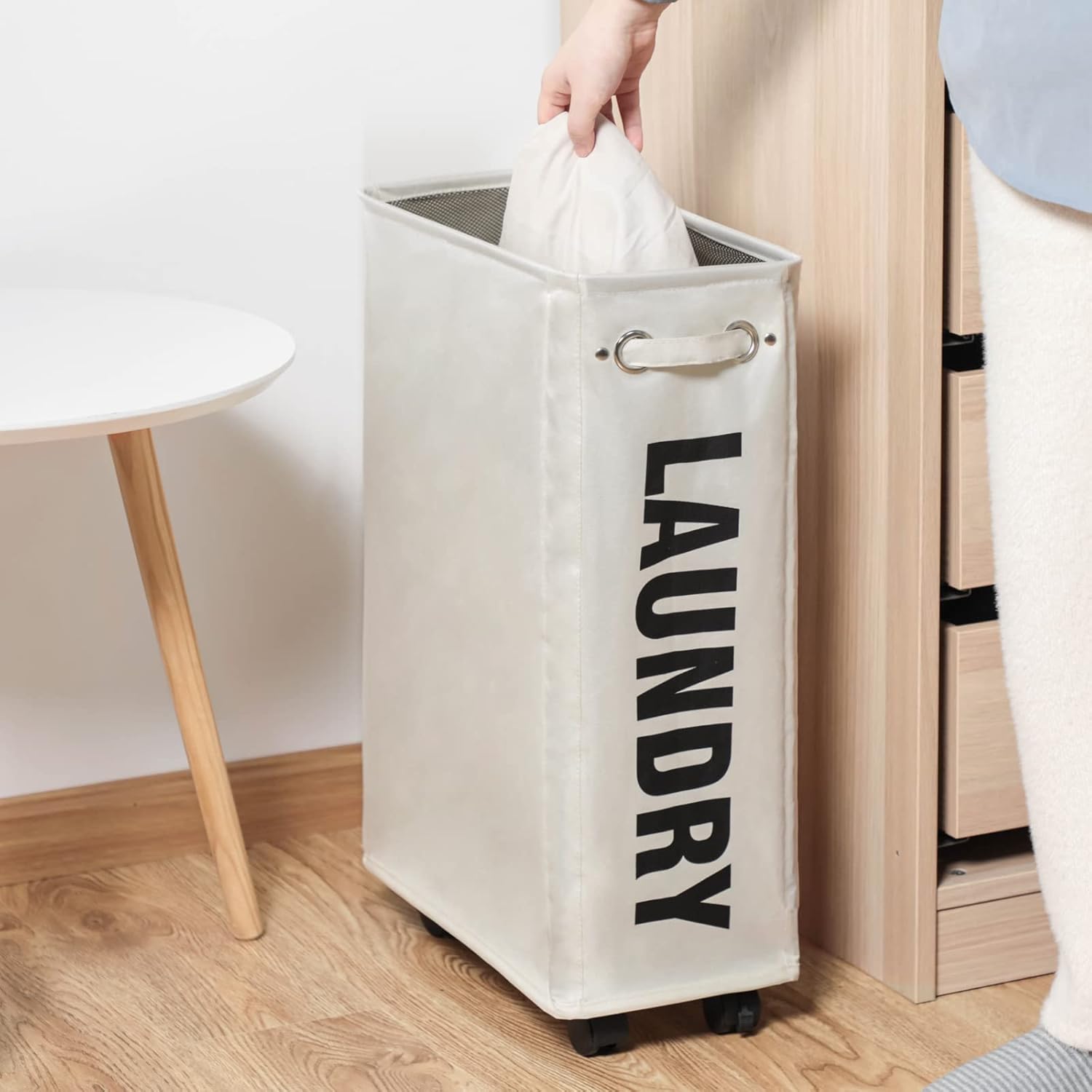 25-Inch Slim Collapsible Laundry Basket on Wheels