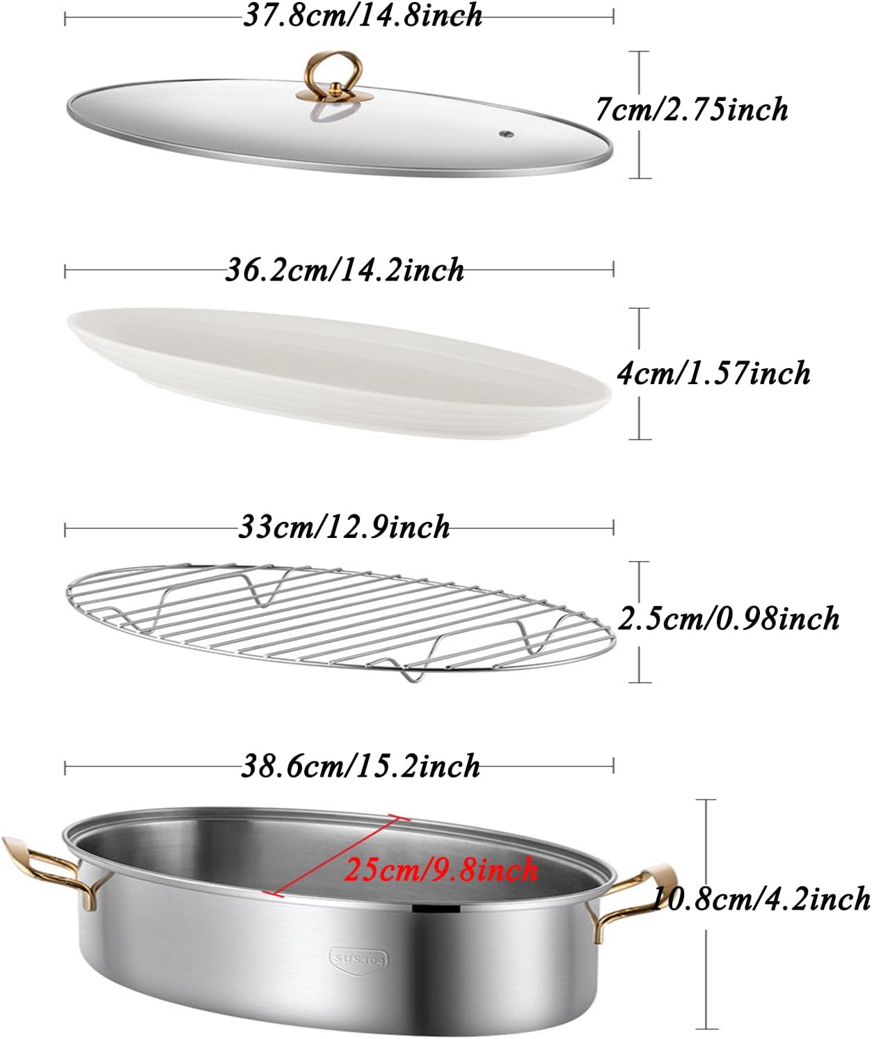 Stainless Steel Elliptical Roaster