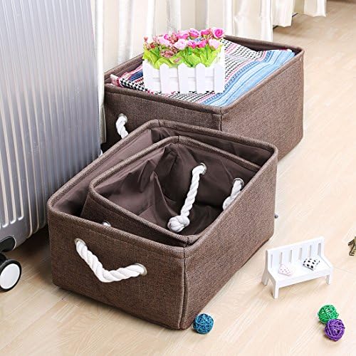 Collapsible Linen Organizer Basket with Dual Handles