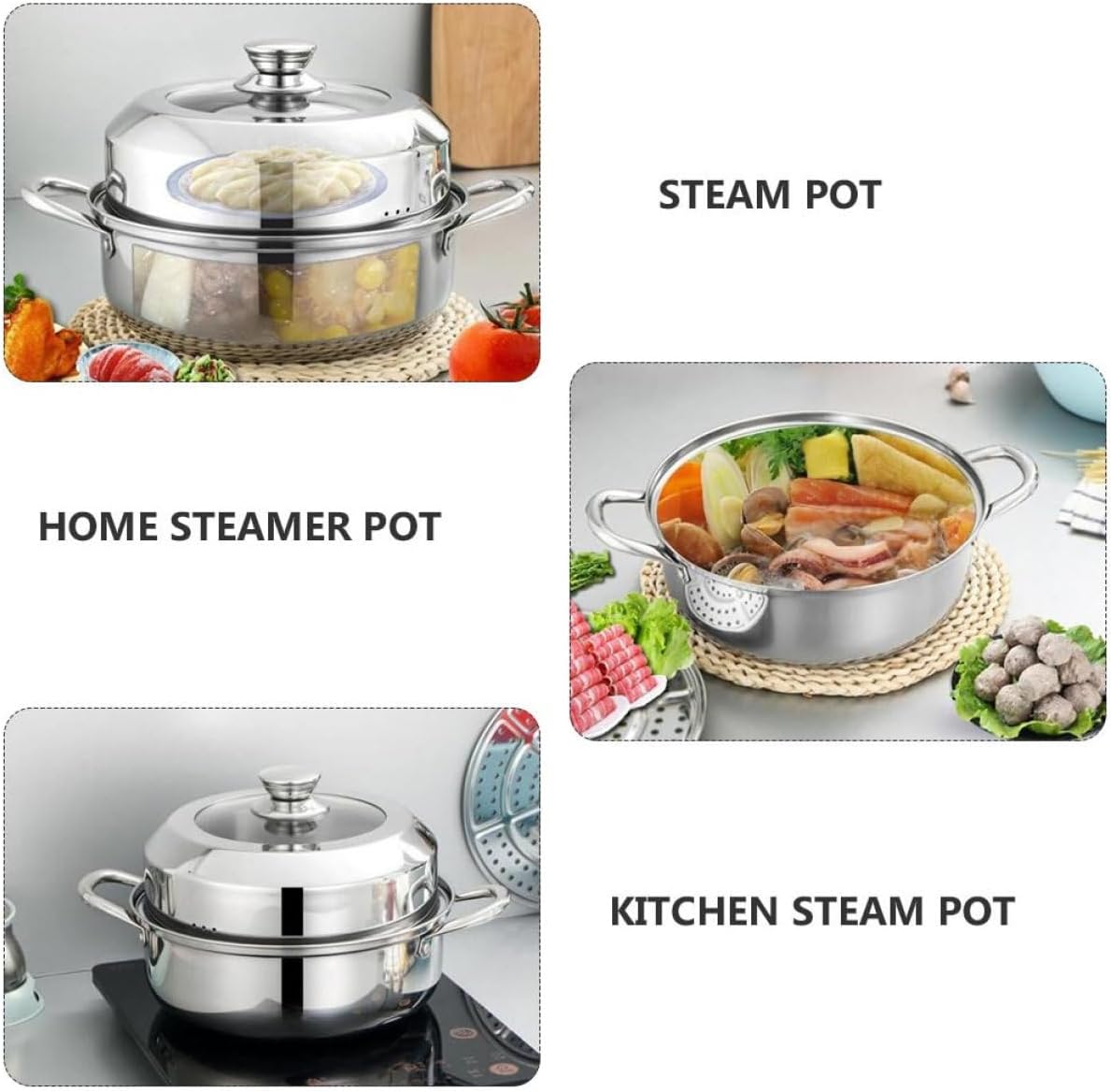 Mikinona 1pc Stainless Steel Steamer Stock Pot