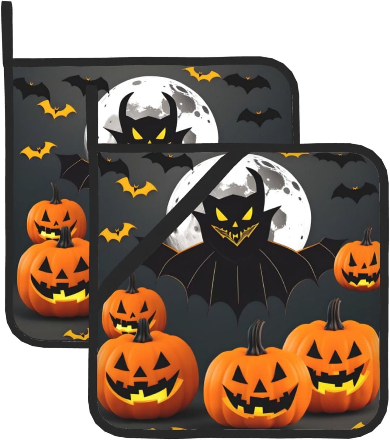 CarXs Halloween Moon Bat Pumpkin Potholder Set