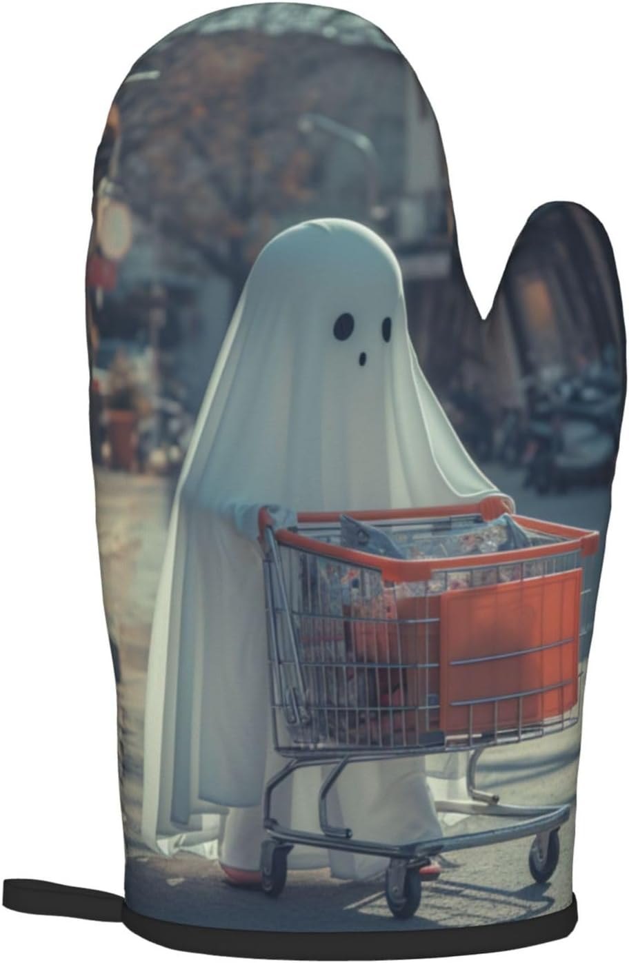 Funny Halloween Ghost Oven Mitts Heat-Resistant Pot Holder Decor