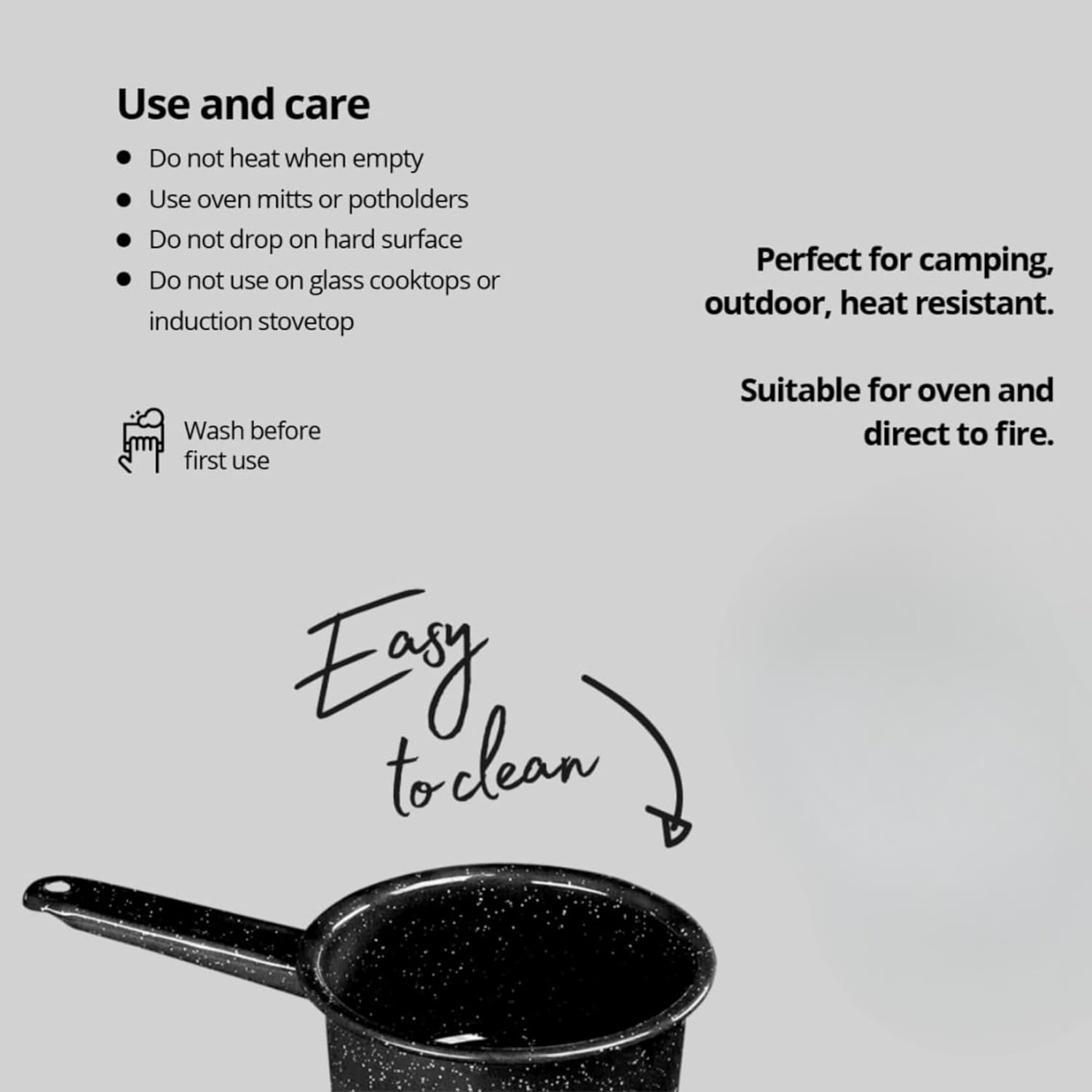 Sturdy Granite Ware Saucepan 1-Quart Speckled Black