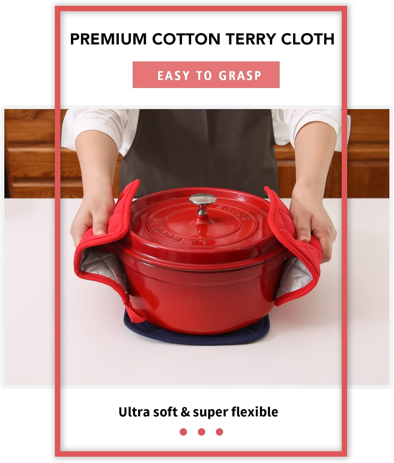 4-Pack Heat-Resistant Non-Slip Terry Cloth Pot Holders