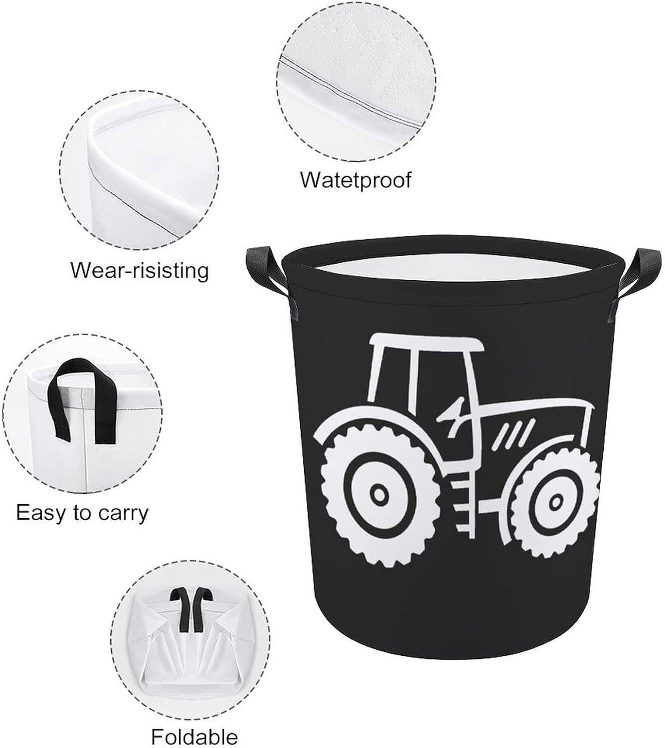 Vintage Tractor Laundry Basket Hamper Bag