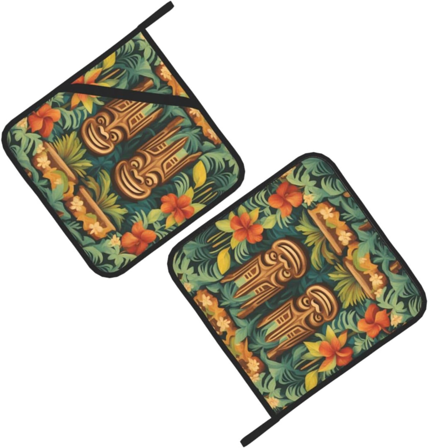 Aloha Tiki 2-Piece Heat-Resistant Potholders BBQ for Cooking Grilling