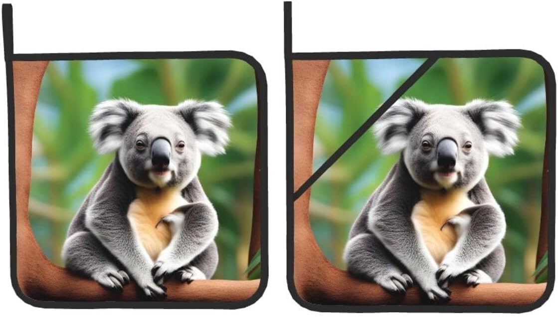 Funny Koalas Potholders BBQ Pot Holders Heat-Resistant with 2-Pack