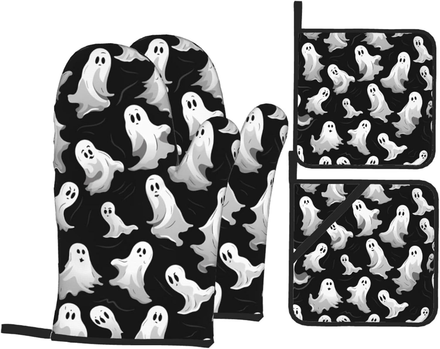 Exclusive Halloween Set 4PCS Heat Resistant Oven Mitts Potholders
