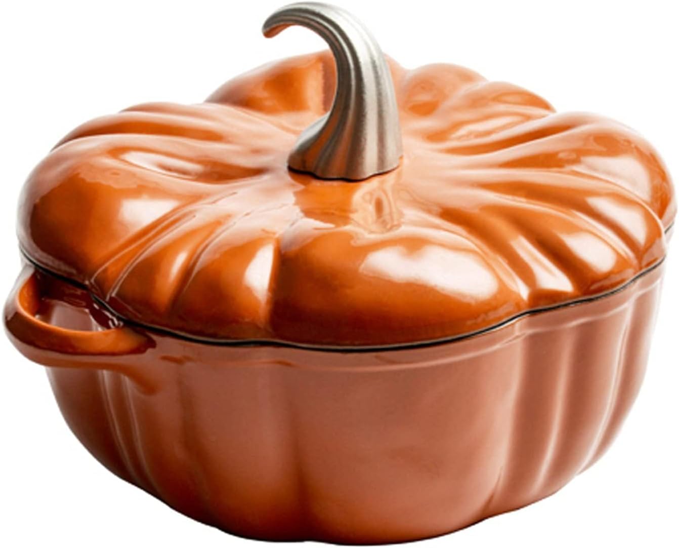 Enameled Cast Iron Casserole Pot in Pumpkin Shape Dutch Oven with Lid