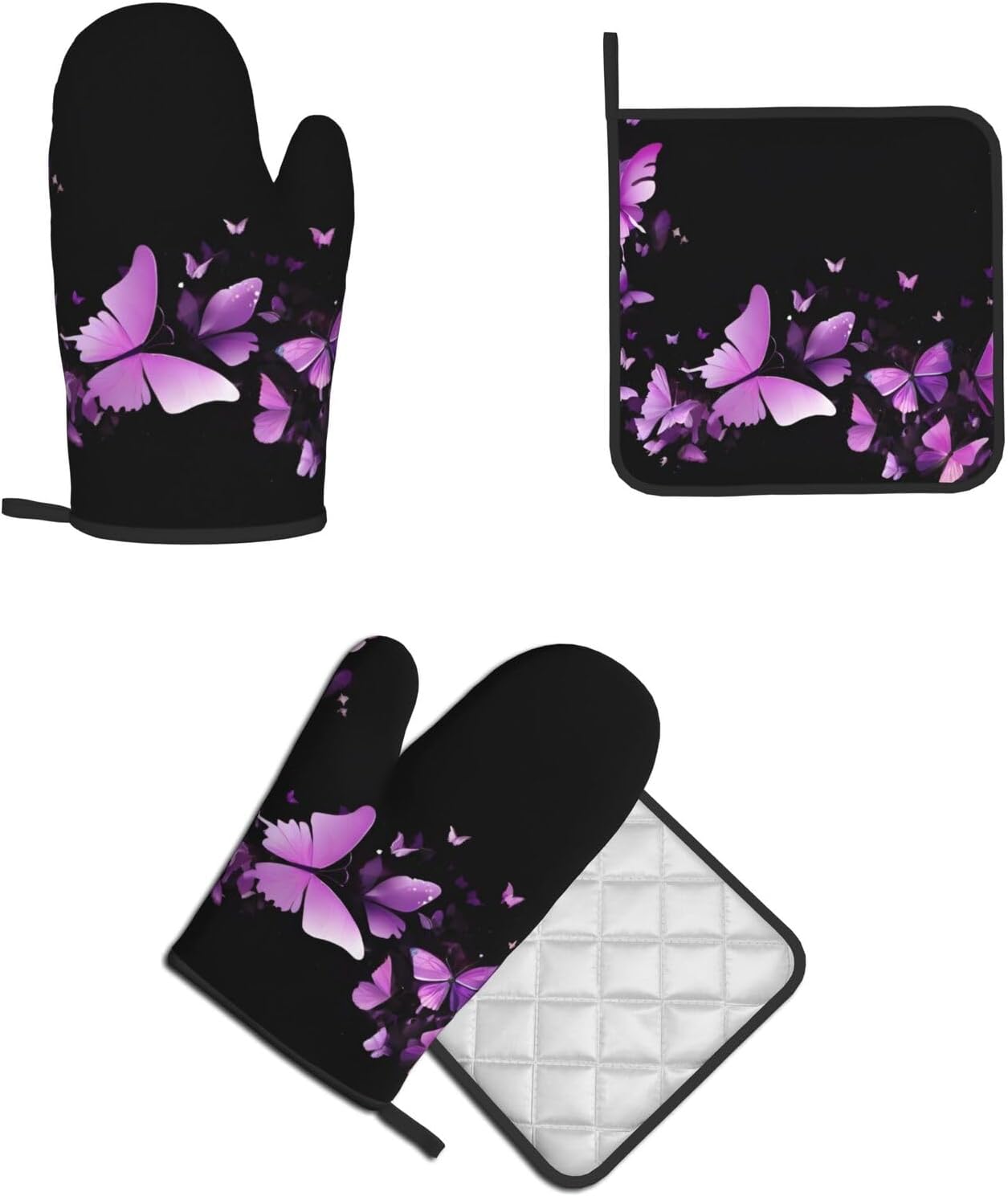 Unique printed Design Oven Mitt Pot Holder Set ThermalProof Durable by Quopvn