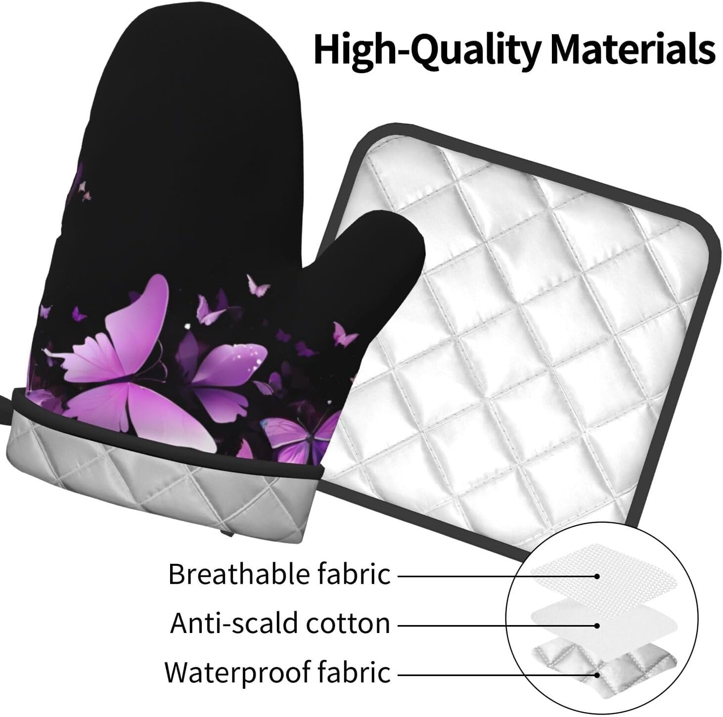 Unique printed Design Oven Mitt Pot Holder Set ThermalProof Durable by Quopvn