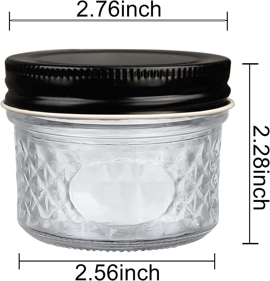 Sturdy 4Oz Glass Jars 40 Set Black Lids Kitchen Preserving Organization