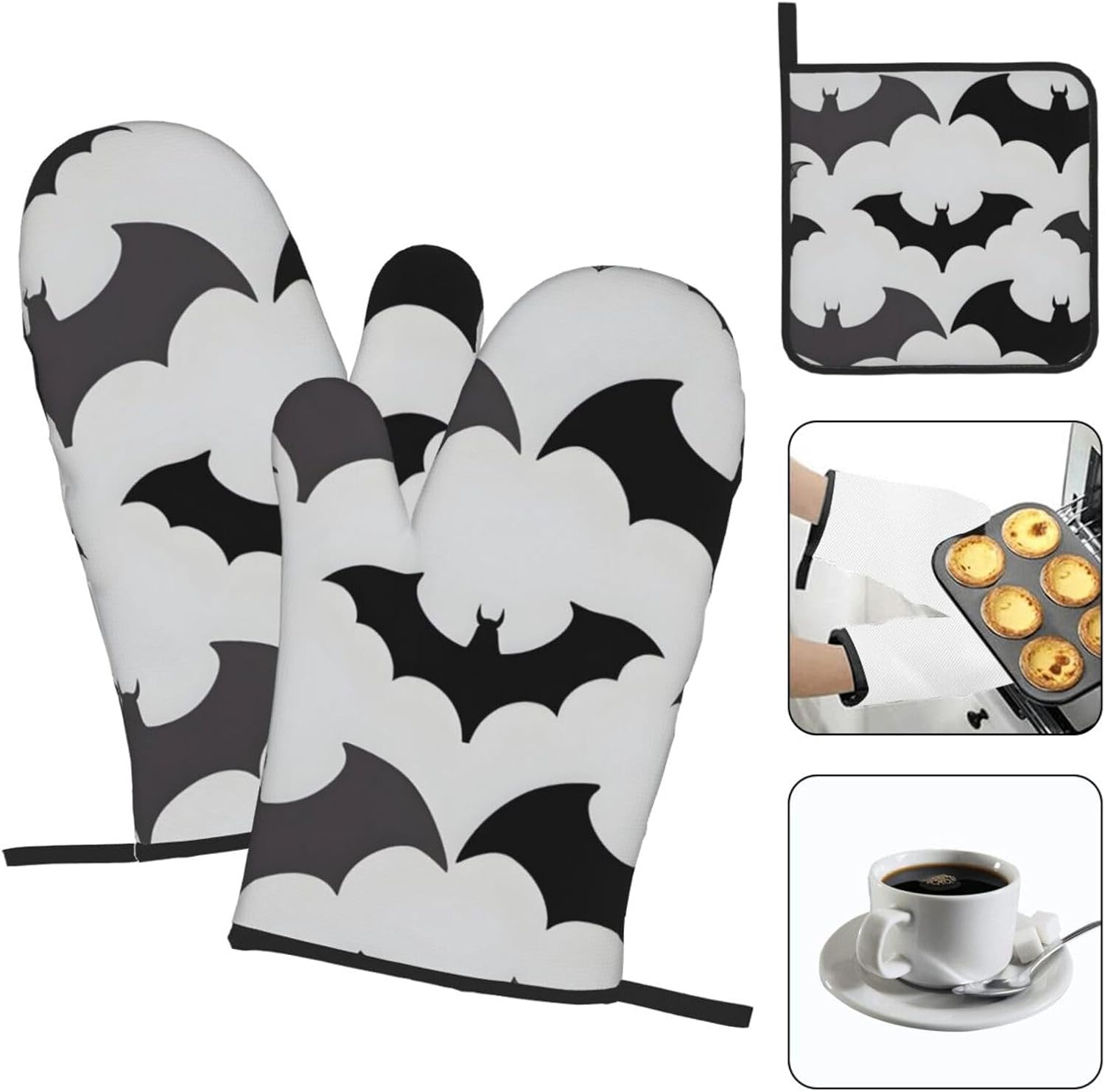3-Piece Halloween Oven Mitt Pot Holder Set for Baking