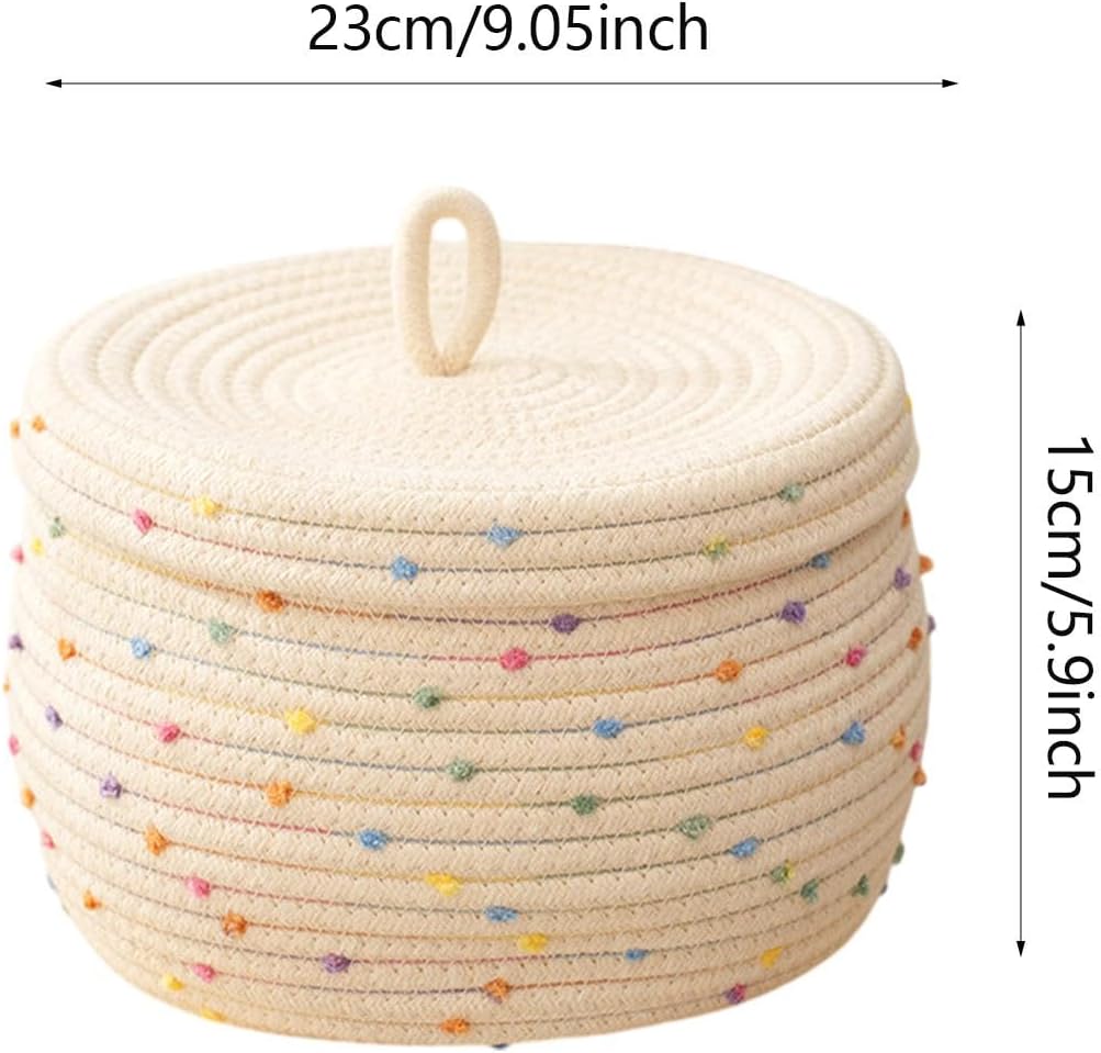 Elegant Round Storage Basket with Lid - Keep Your Room Organized