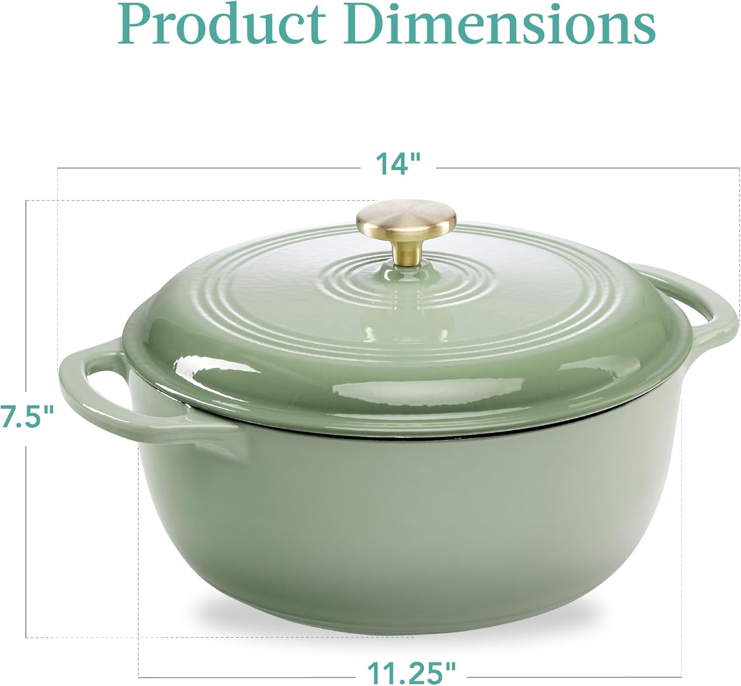 6 Quart Cast-Iron Dutch Oven Sage Green
