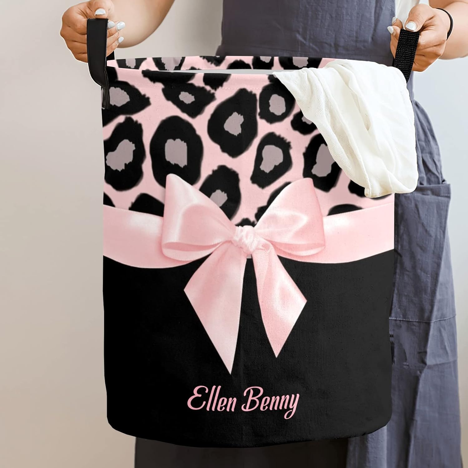 Personalized Leopard Pattern Laundry Basket