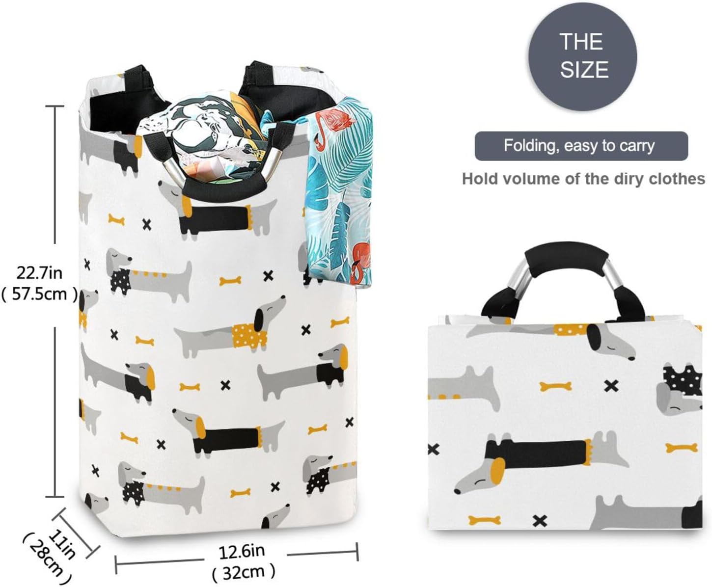 Kigai Collapsible Laundry Basket with Handle Durable Waterproof
