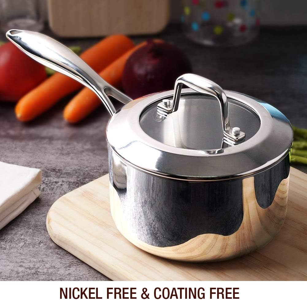 HOMICHEF Mirror-Polished Stainless Steel Saucepan