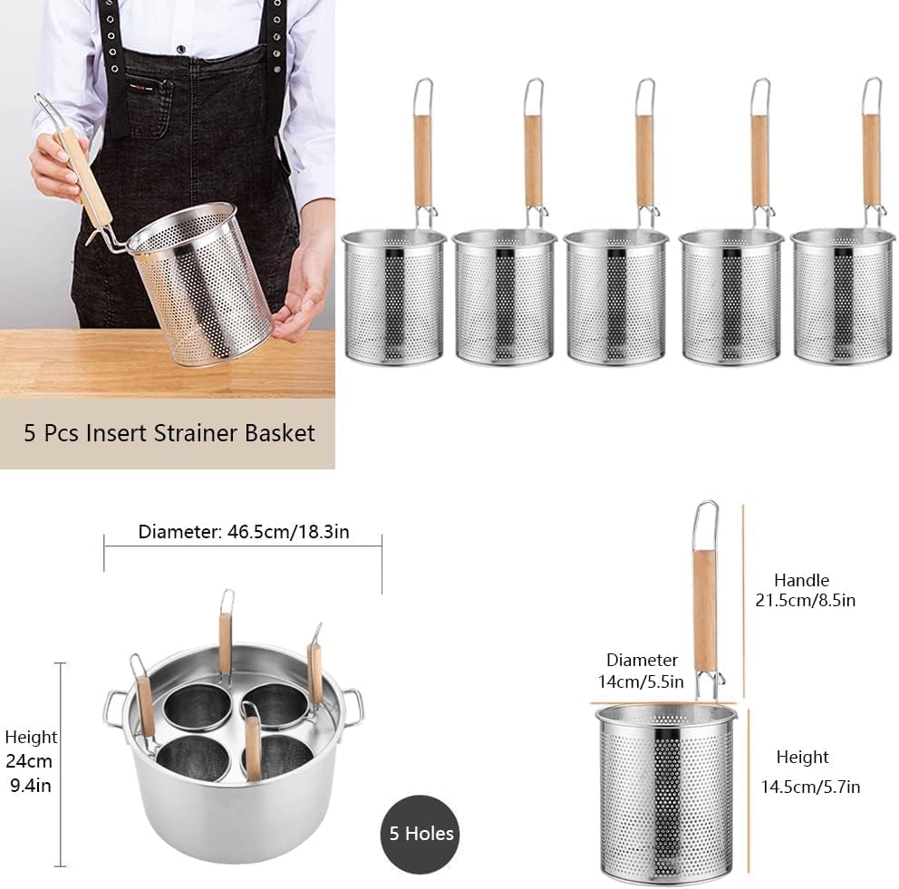 DAOUXIAOSP Pasta Pots Stainless Steel Set 5 Hole Strainer