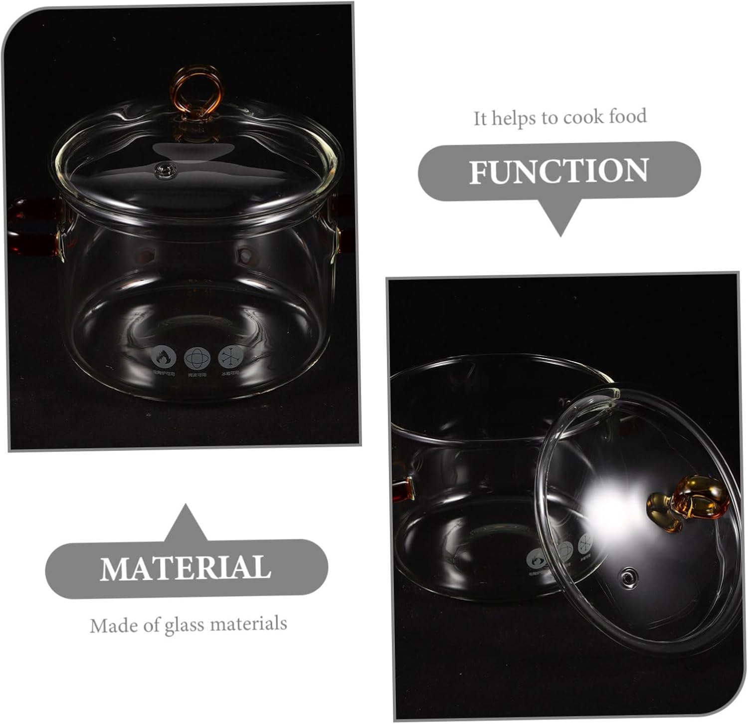 Happyyami Glass Stewing Pot with Lid