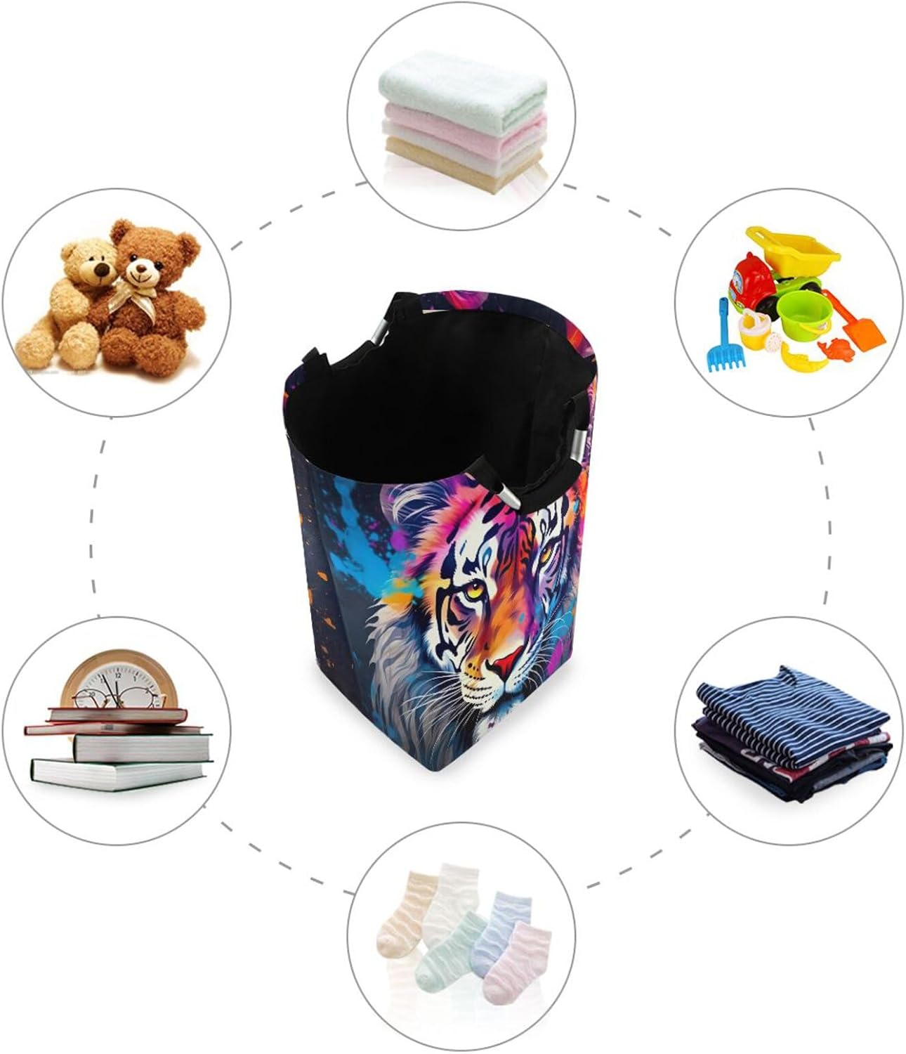 Kigai Foldable Laundry Basket with Tiger Design