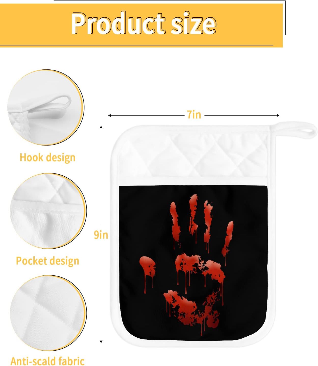 Halloween Blood Handprint 5pcs Oven Mitts Set