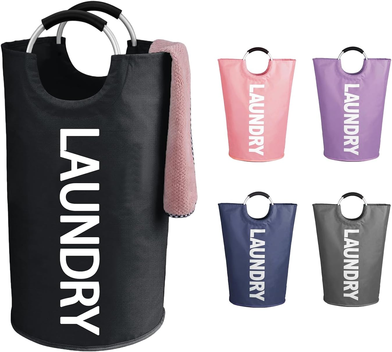 Largest Sturdy Aluminum AND Soft Fabric 95L Laundry Basket for Home Kitchen