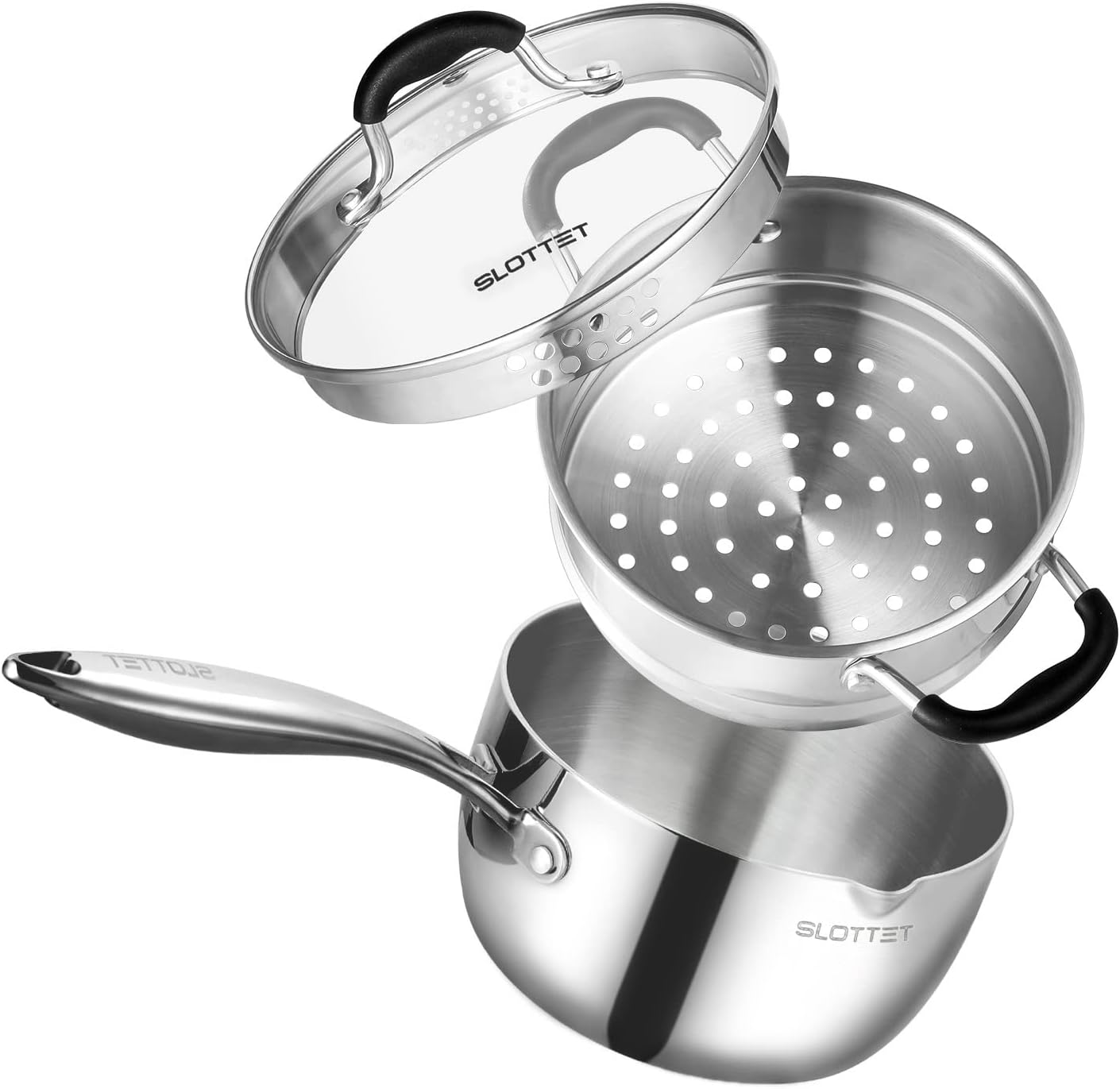 Tri-Ply Steel Saucepan with Steamer