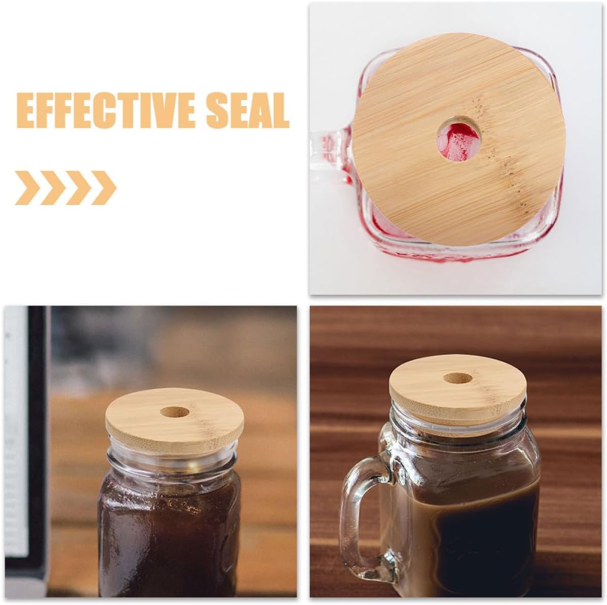 Luxshiny 6-Pack Wooden Mason Jar lids