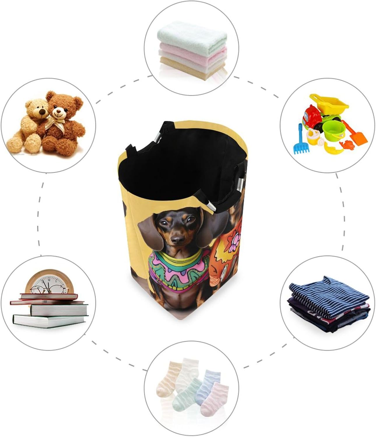 Kigai Collapsible Laundry Basket with Handles Waterproof Organizer for Nursery