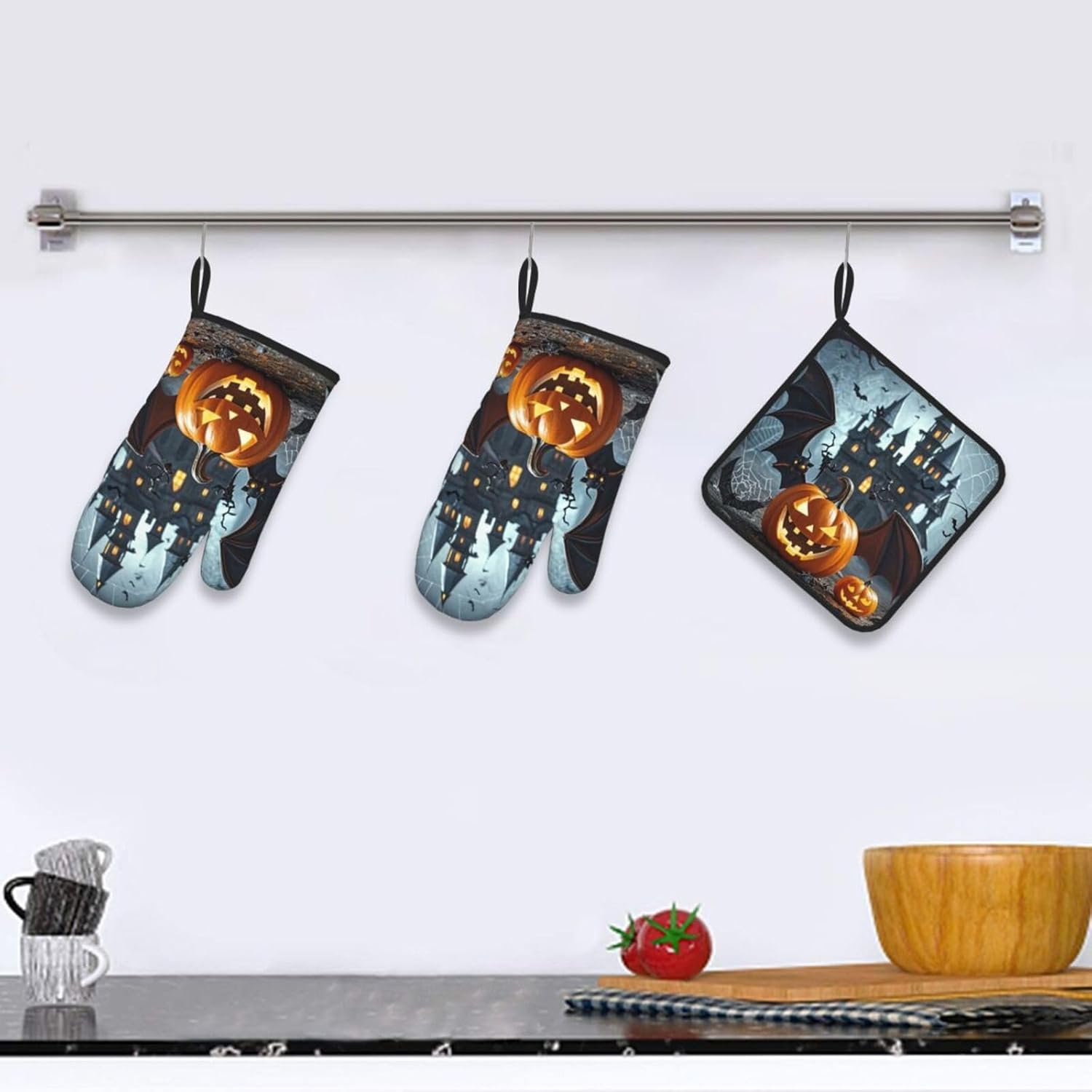 Oven Glove Potholder Set Fun Halloween Kitchen Accessories