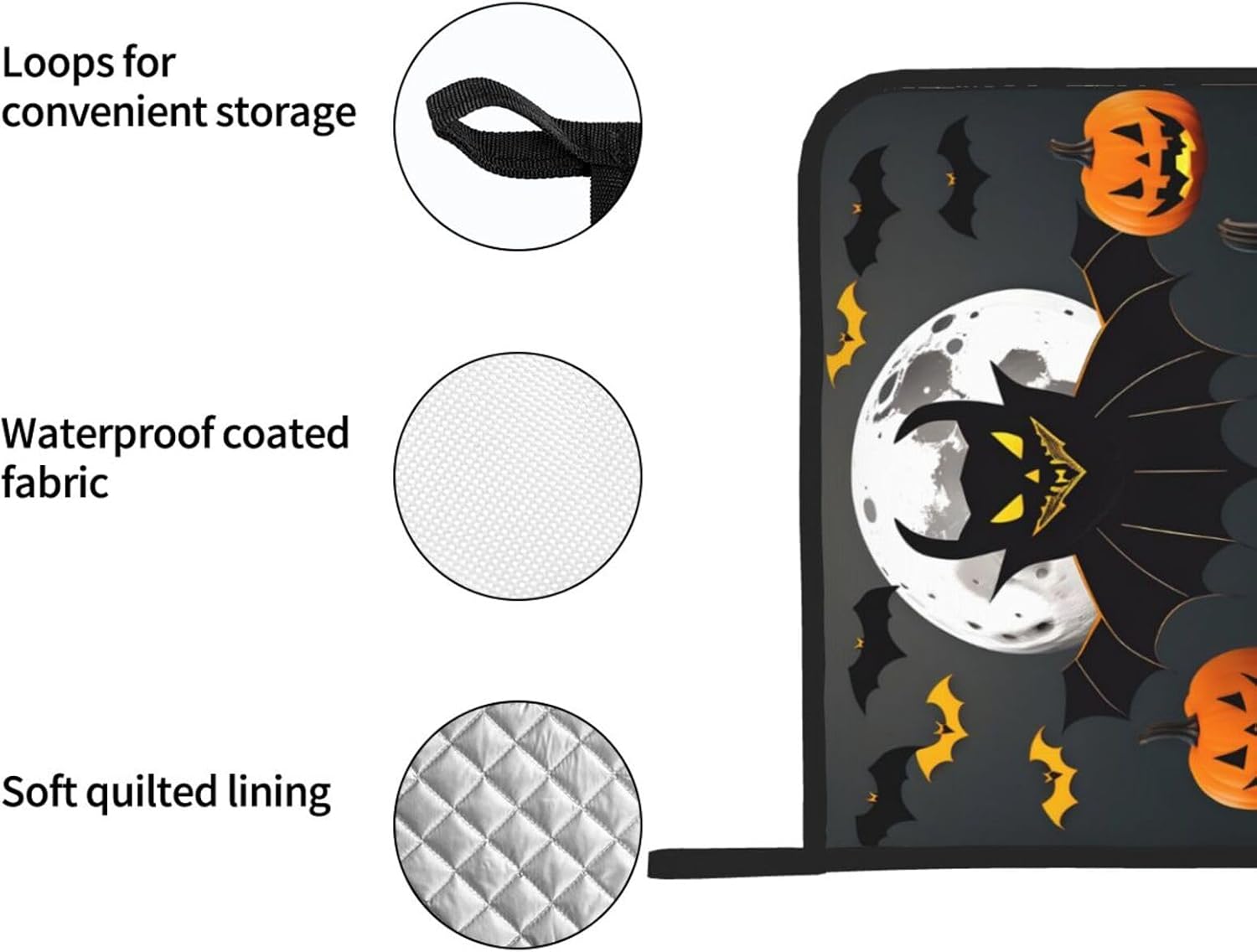 CarXs Halloween Moon Bat Pumpkin Potholder Set