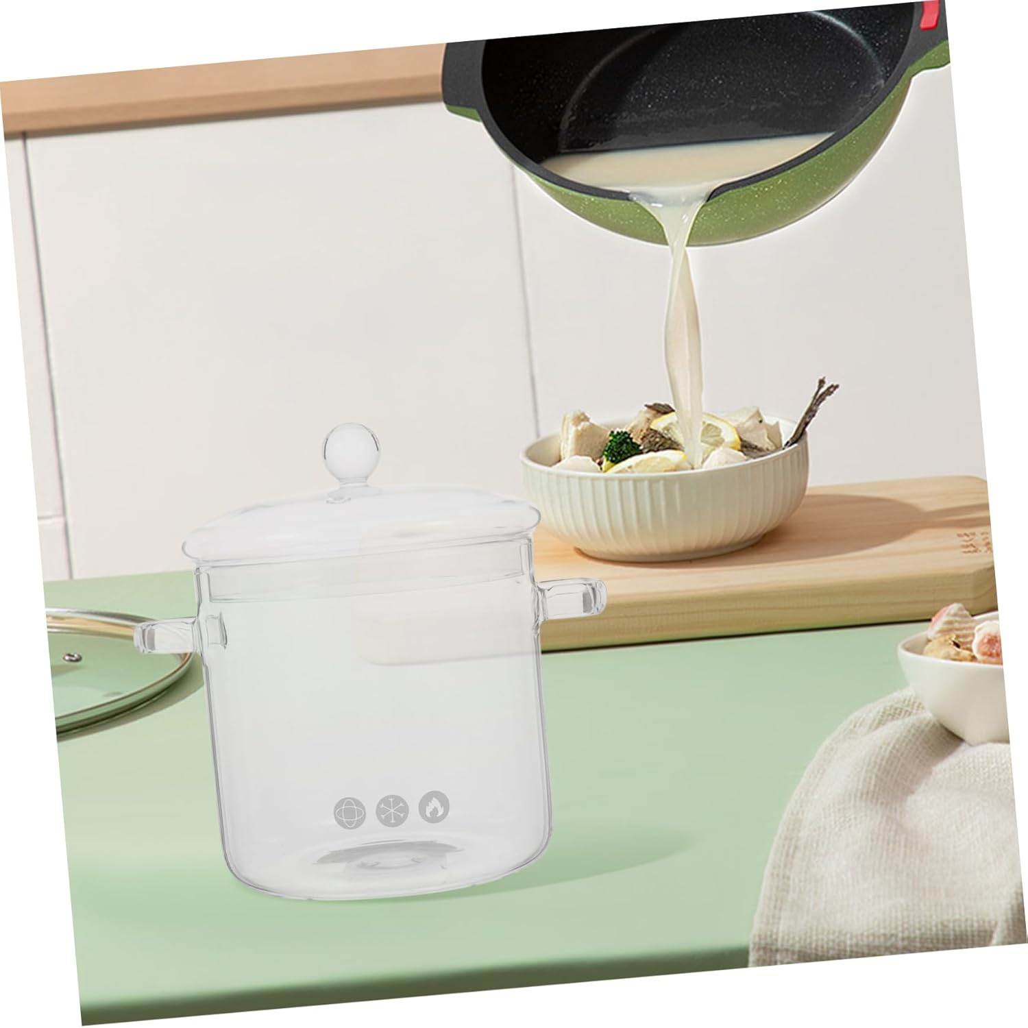 Clear Glass Cooking Pot with Lid for Stove
